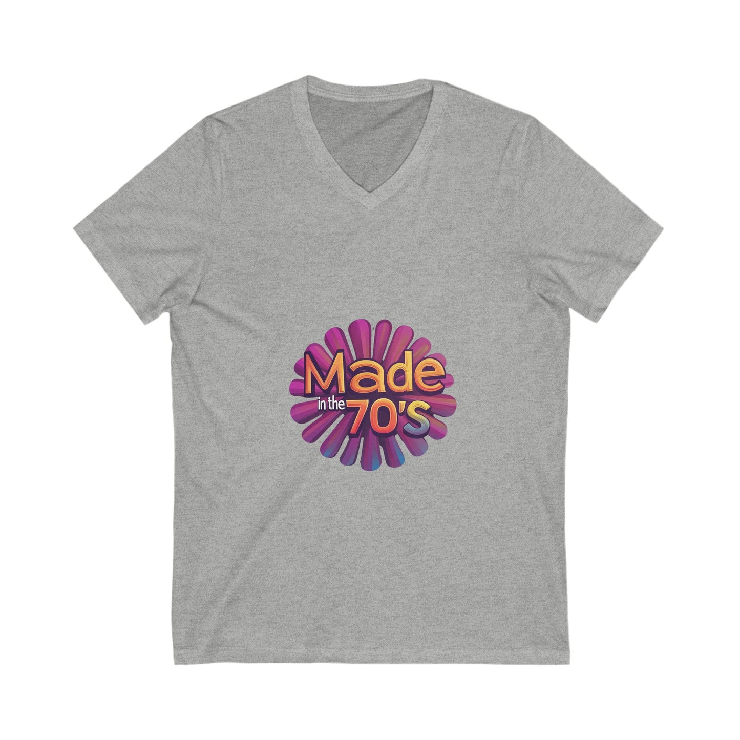 Made in the 70's Retro V-Neck T-Shirt | Vintage Sunburst Design | Retro Birthday Gift