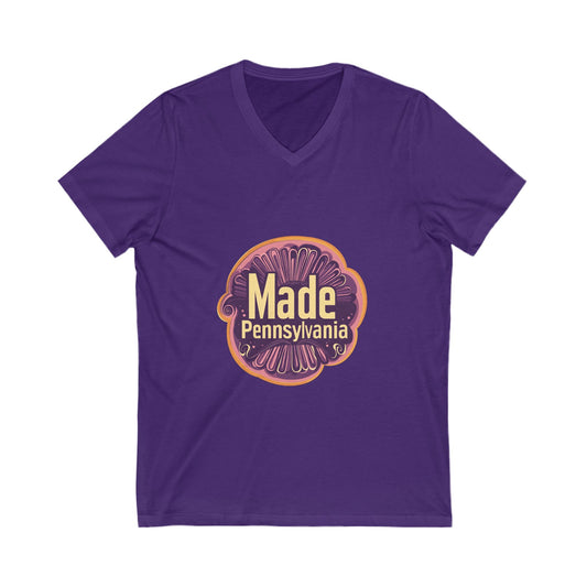 Made in Pennsylvania V-Neck T-Shirt | Vintage State Pride Design | Retro Local Unisex Tee