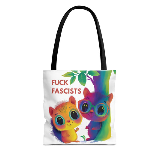 Kawaii Anti-Fascist Rainbow Squirrels Tote Bag | Activism Accessories