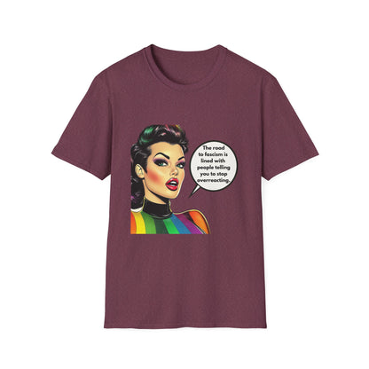 Road to Fascism Political Statement T-Shirt | Retro Pop Art Unisex Tee