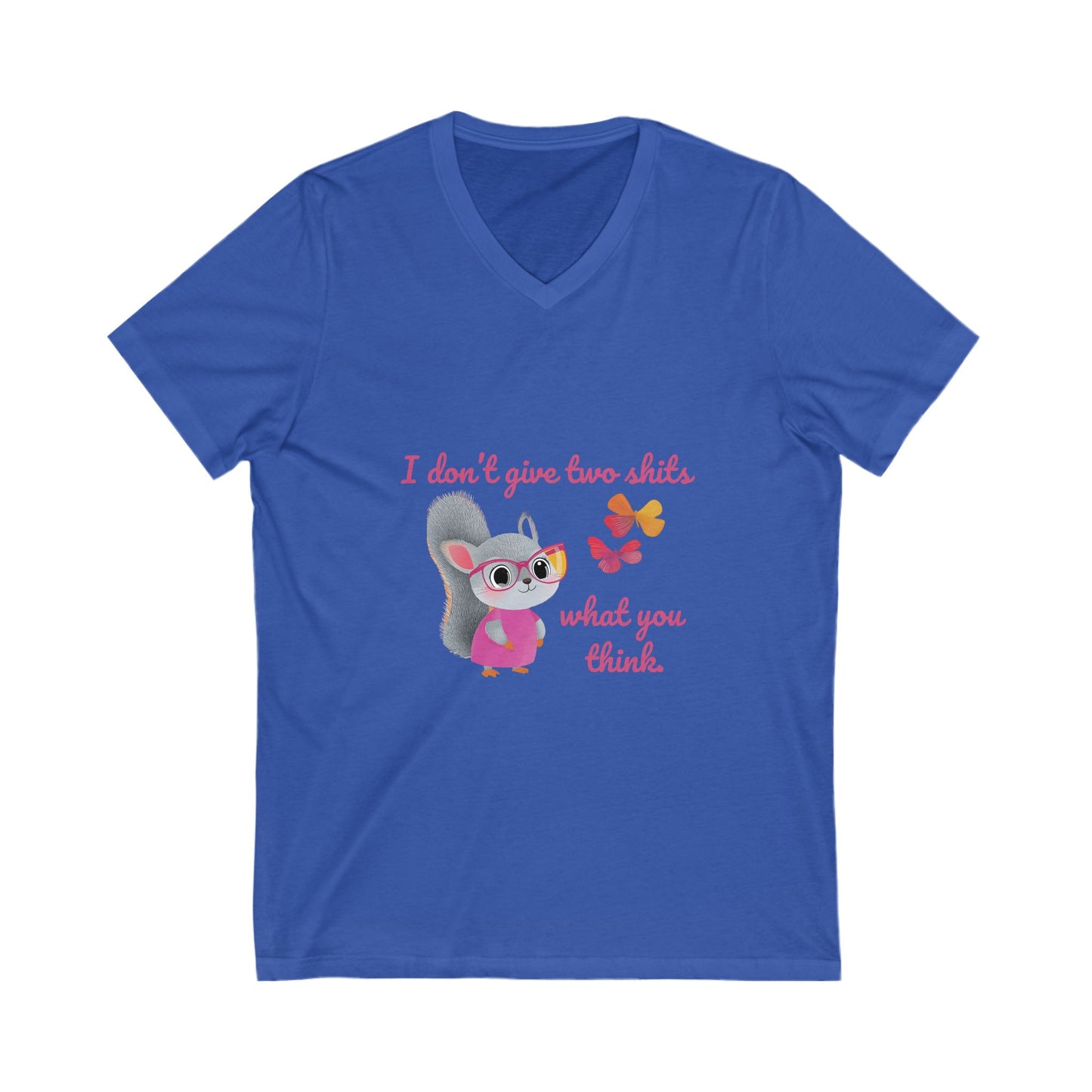 Sassy Squirrel V-Neck T-Shirt | Cute Kawaii Attitude Design | Unisex Bella Canvas Tee