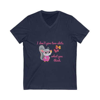 Sassy Squirrel V-Neck T-Shirt | Cute Kawaii Attitude Design | Unisex Bella Canvas Tee