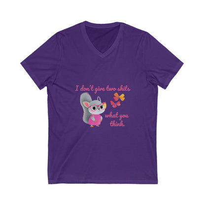 Sassy Squirrel V-Neck T-Shirt | Cute Kawaii Attitude Design | Unisex Bella Canvas Tee