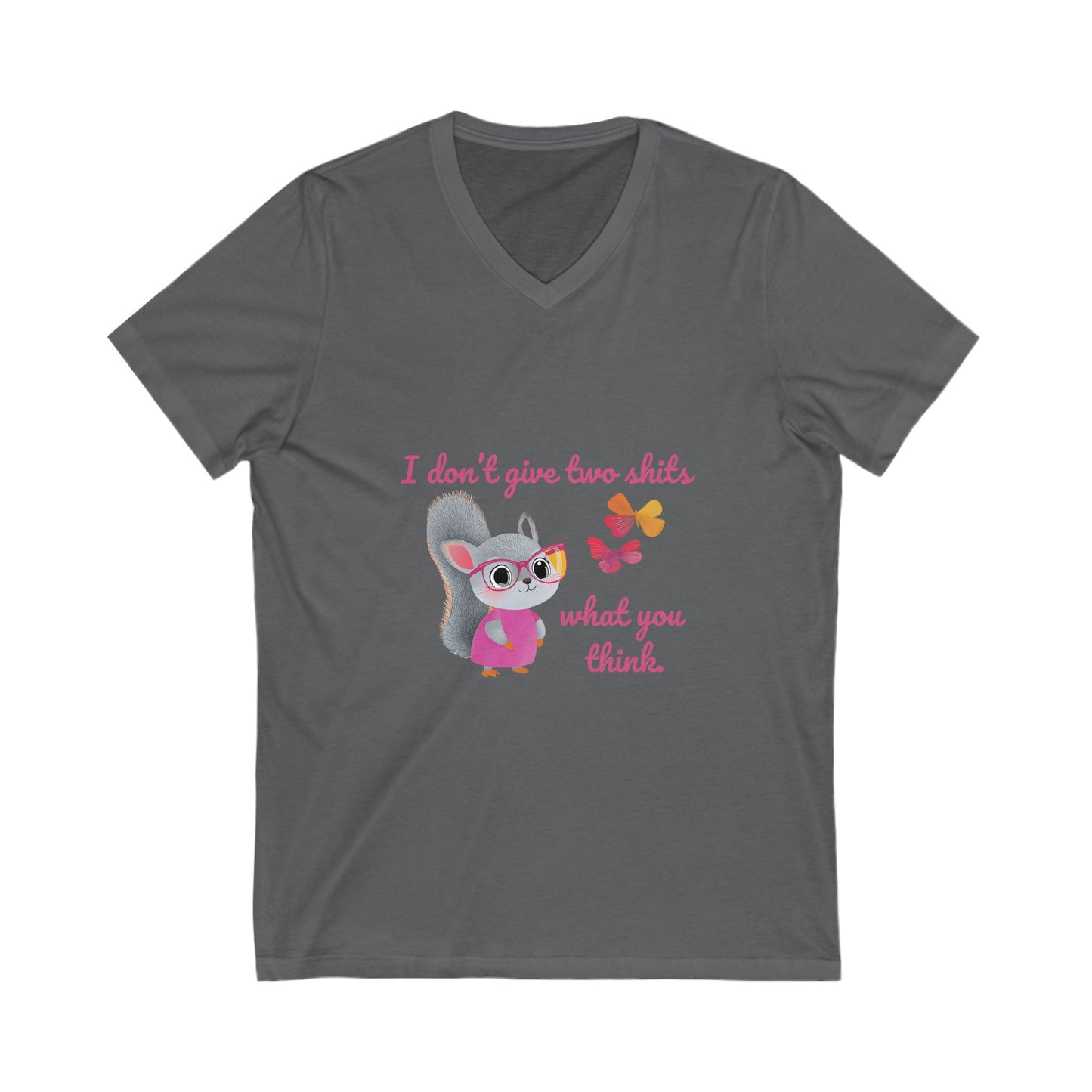 Sassy Squirrel V-Neck T-Shirt | Cute Kawaii Attitude Design | Unisex Bella Canvas Tee