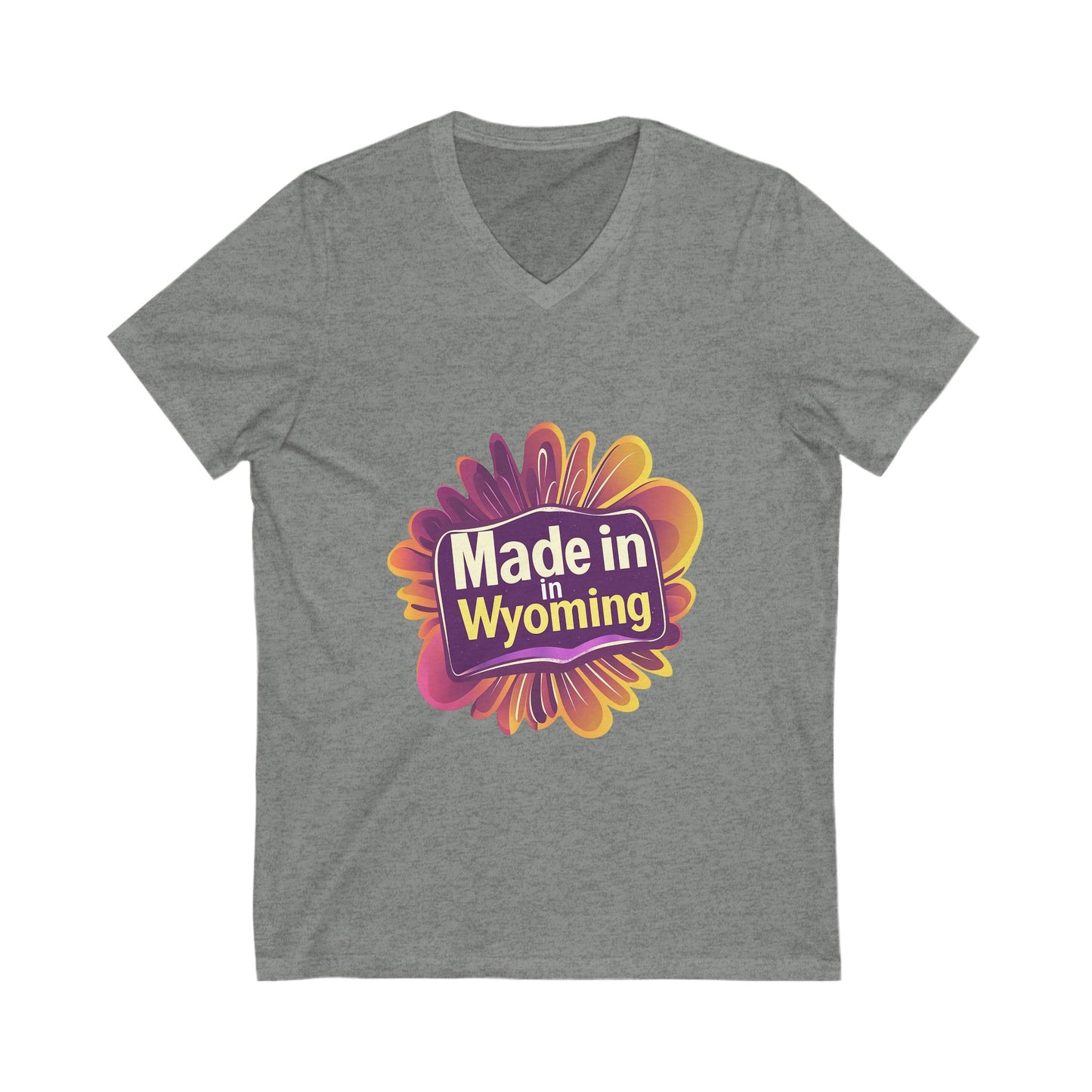 Made in Wyoming V-Neck T-Shirt | State Pride Sunset Design | Unisex Local Love Tee