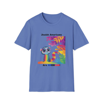 Rainbow Lemur Jewish Pride T-Shirt | Kawaii Activist Unisex Tee | Jewish American Solidarity