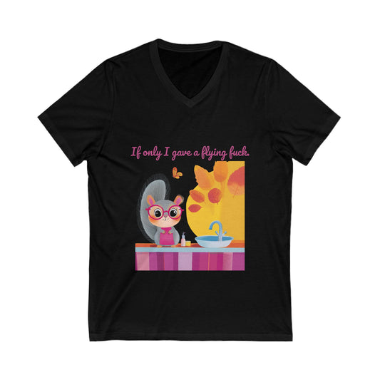 Sarcastic Cat V-Neck T-Shirt | Kawaii Attitude Unisex Tee | Cute Sassy Cat Design