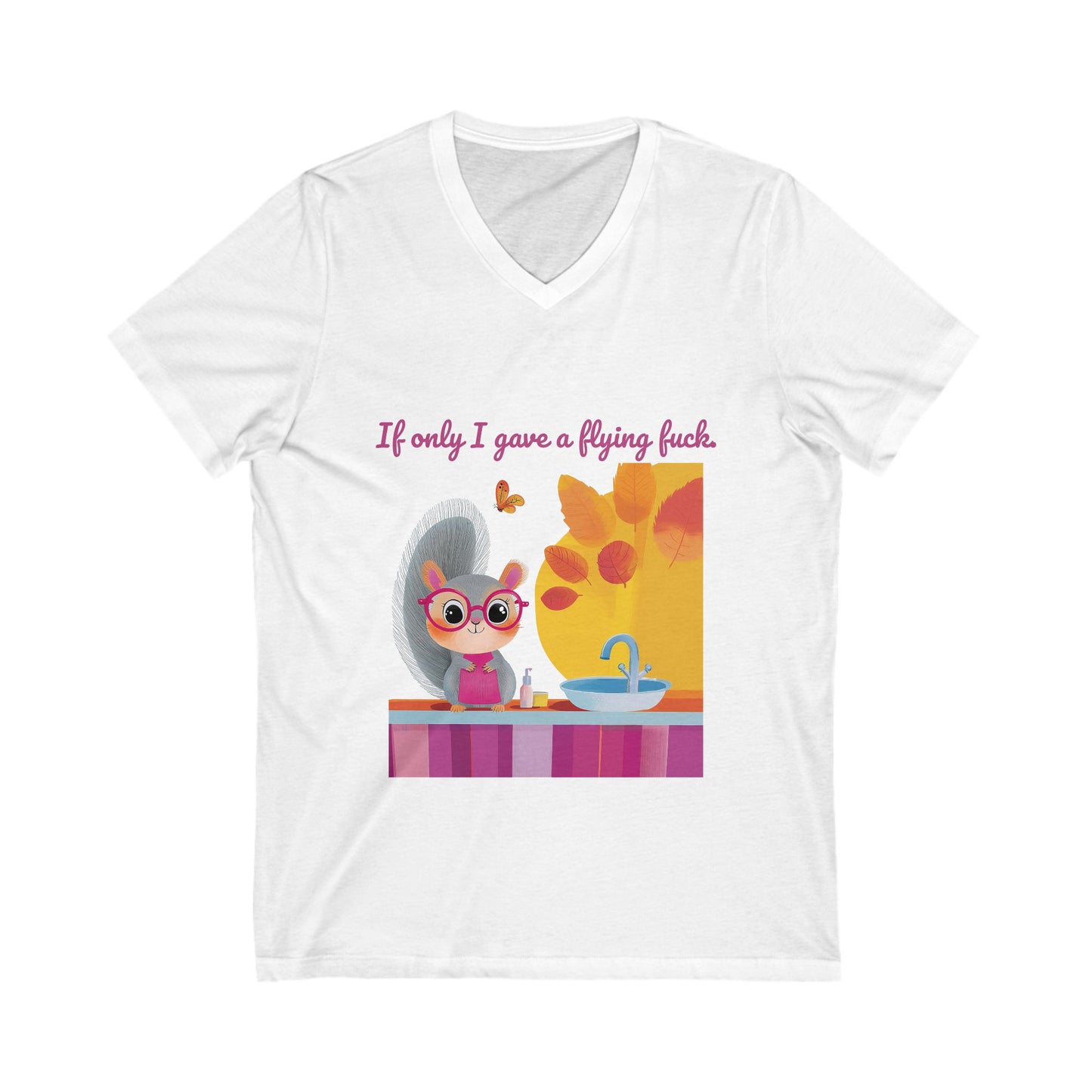 Sarcastic Cat V-Neck T-Shirt | Kawaii Attitude Unisex Tee | Cute Sassy Cat Design