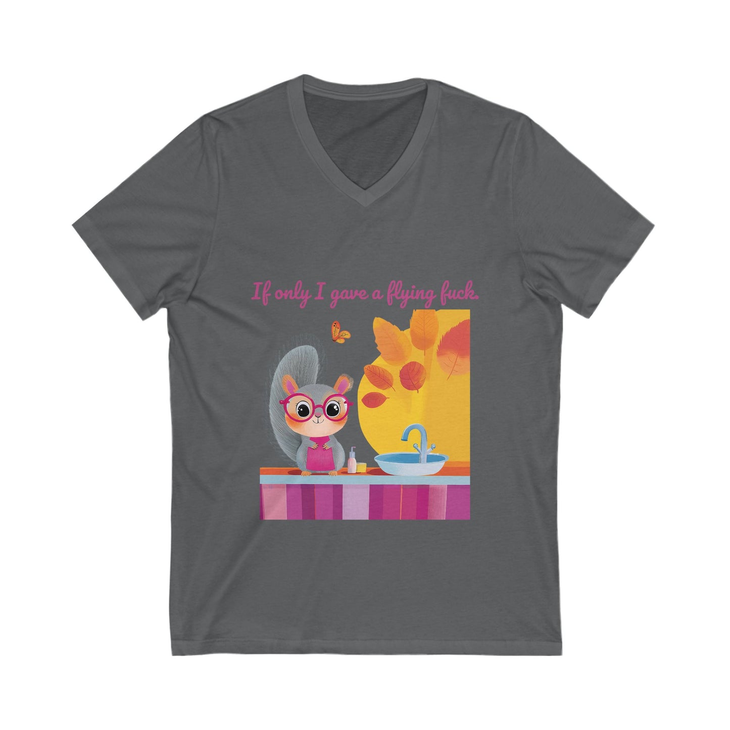 Sarcastic Cat V-Neck T-Shirt | Kawaii Attitude Unisex Tee | Cute Sassy Cat Design