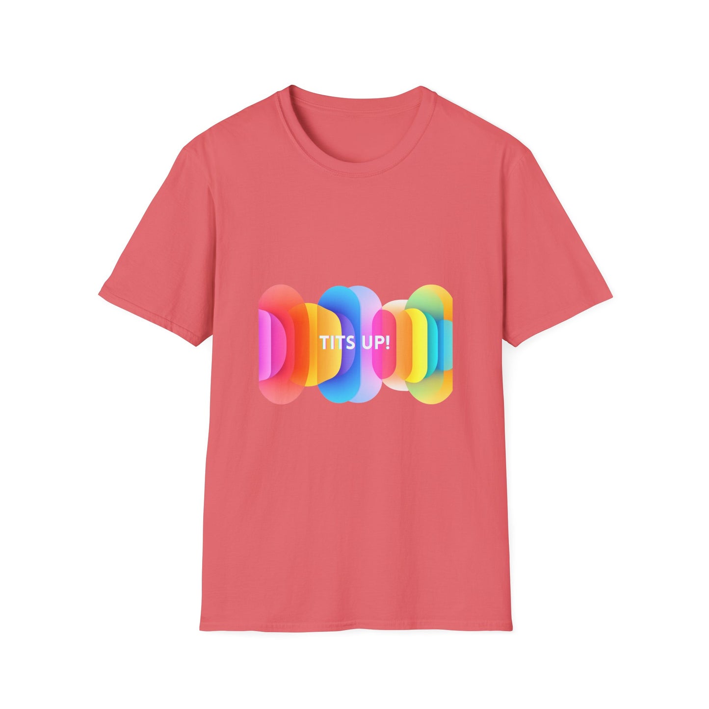 Colorful TITS UP! Unisex T-Shirt | Motivational Rainbow Pride Tee