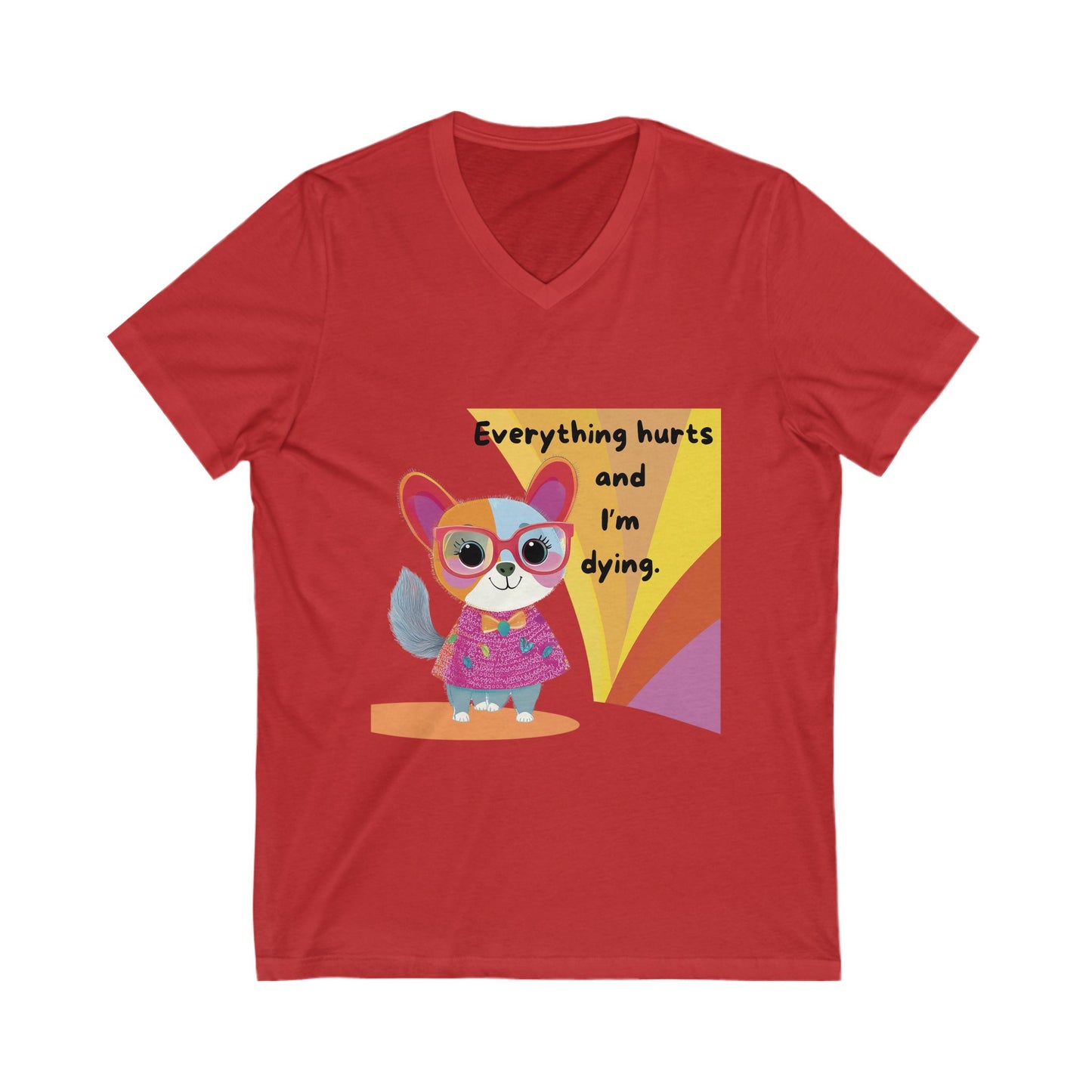 Kawaii Cat Chronic Pain V-Neck | Cute Dark Humor Disability Tee