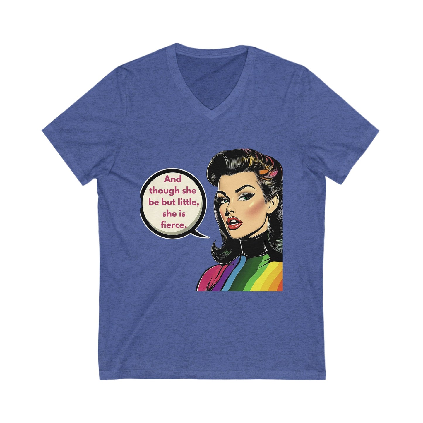 Fierce Femme Retro Rainbow V-Neck | LGBTQ+ Pride Empowerment Tee