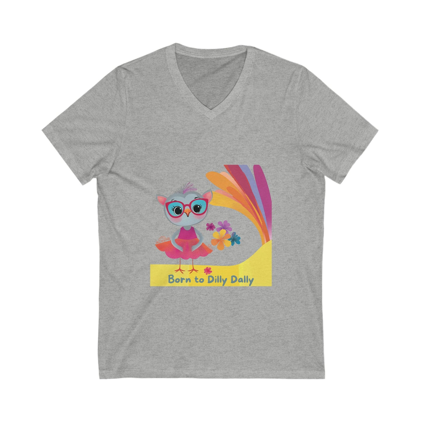 Born to Dilly Dally Kawaii Owl V-Neck | Mindful Living Unisex Tee