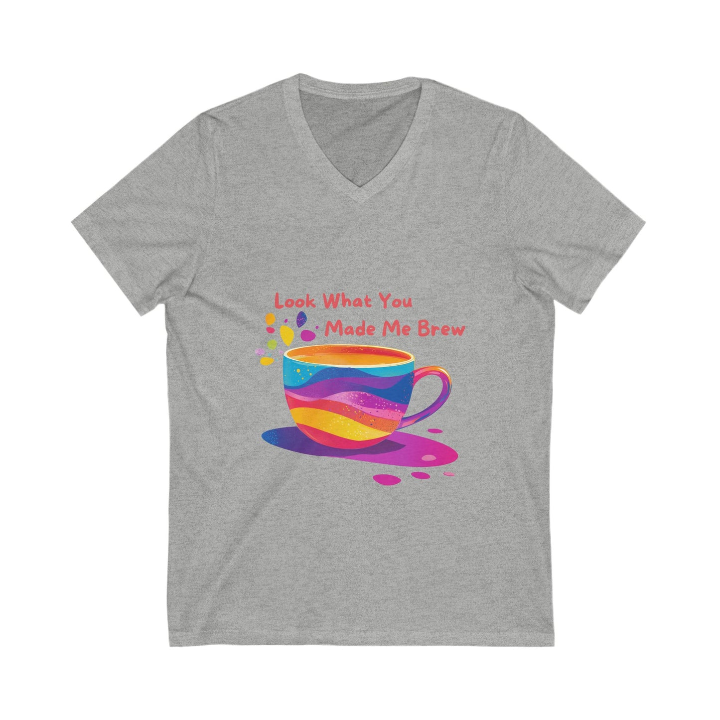 Rainbow Coffee Cup V-Neck T-Shirt | LGBTQ Pride Coffee Lover Gift | Unisex Pride Tee