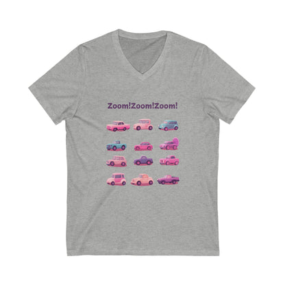 Retro Cars V-Neck T-Shirt | Cute Vintage Vehicle Grid | Kawaii Auto Unisex Tee
