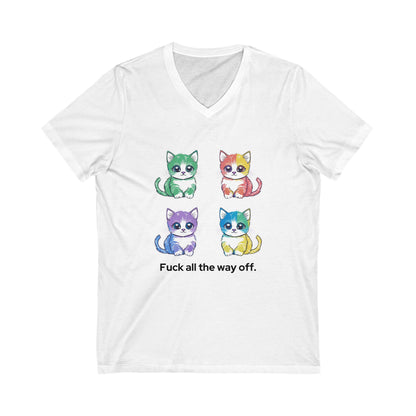 Kawaii Rainbow Kittens V-Neck | Sassy Cat Lover Gift | Cute Attitude Unisex Tee