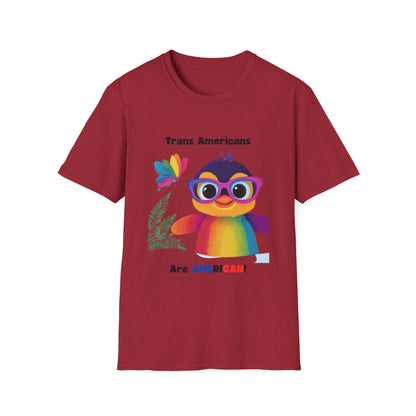 Cute Trans Pride Rainbow Bird T-Shirt | LGBTQ+ Kawaii Unisex Tee