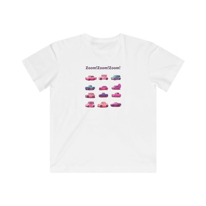 Zoom! Zoom! Kids Car T-Shirt | Kawaii Vehicle Grid Design | Cute Unisex Children's Tee