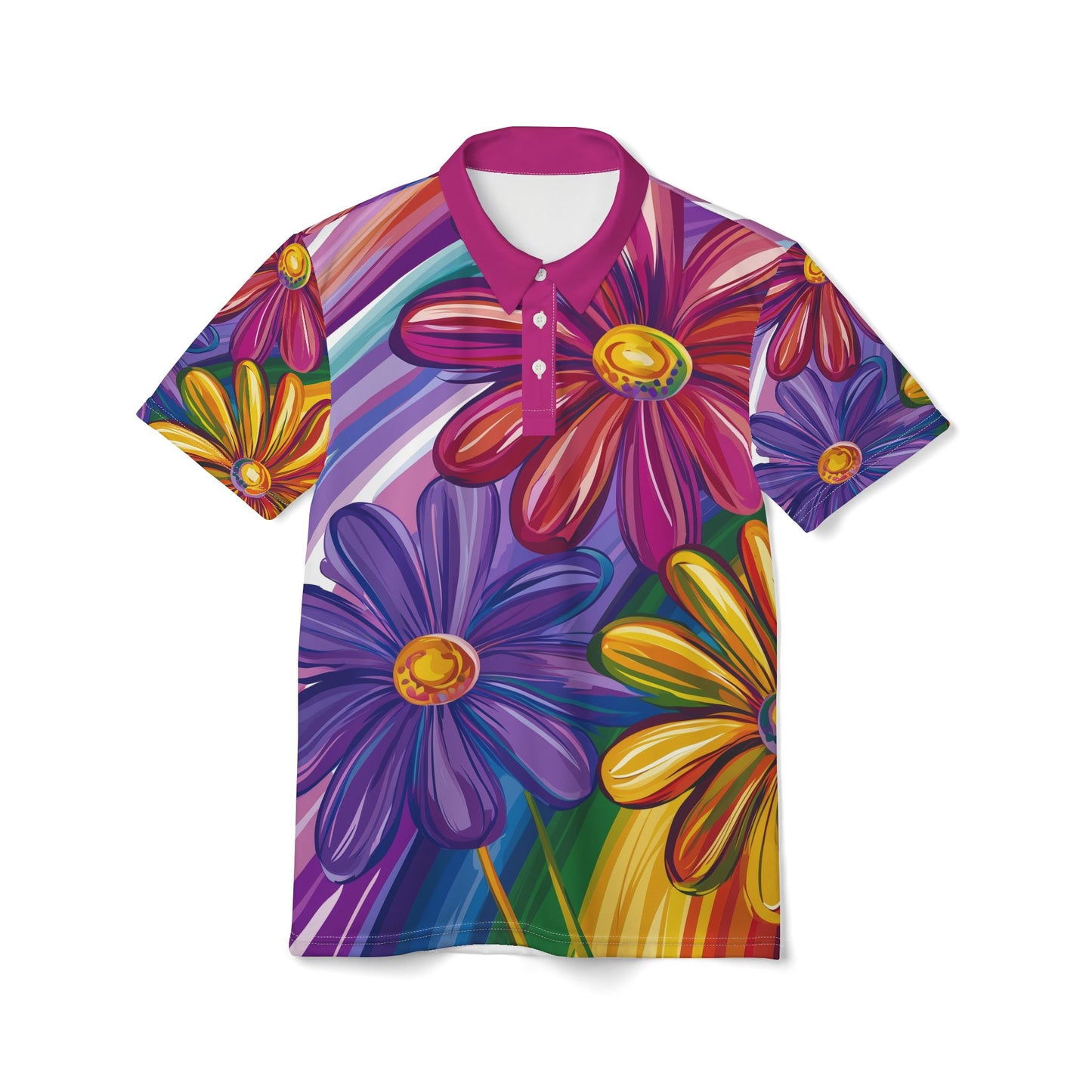 Vibrant Floral All-Over Print Polo Shirt | Colorful Unisex Fashion