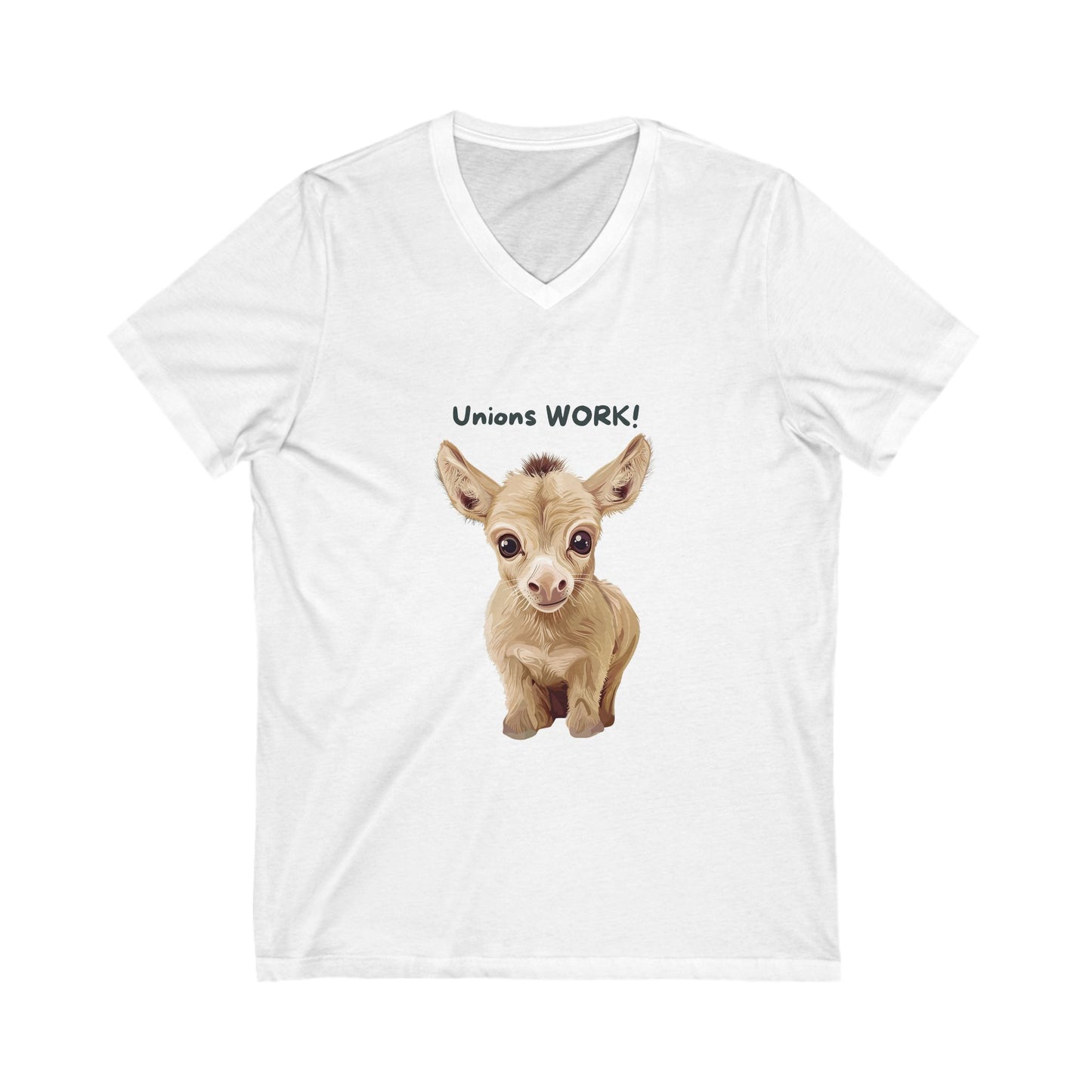 Cute Baby Goat Union V-Neck T-Shirt | Activism Worker Rights Unisex Tee