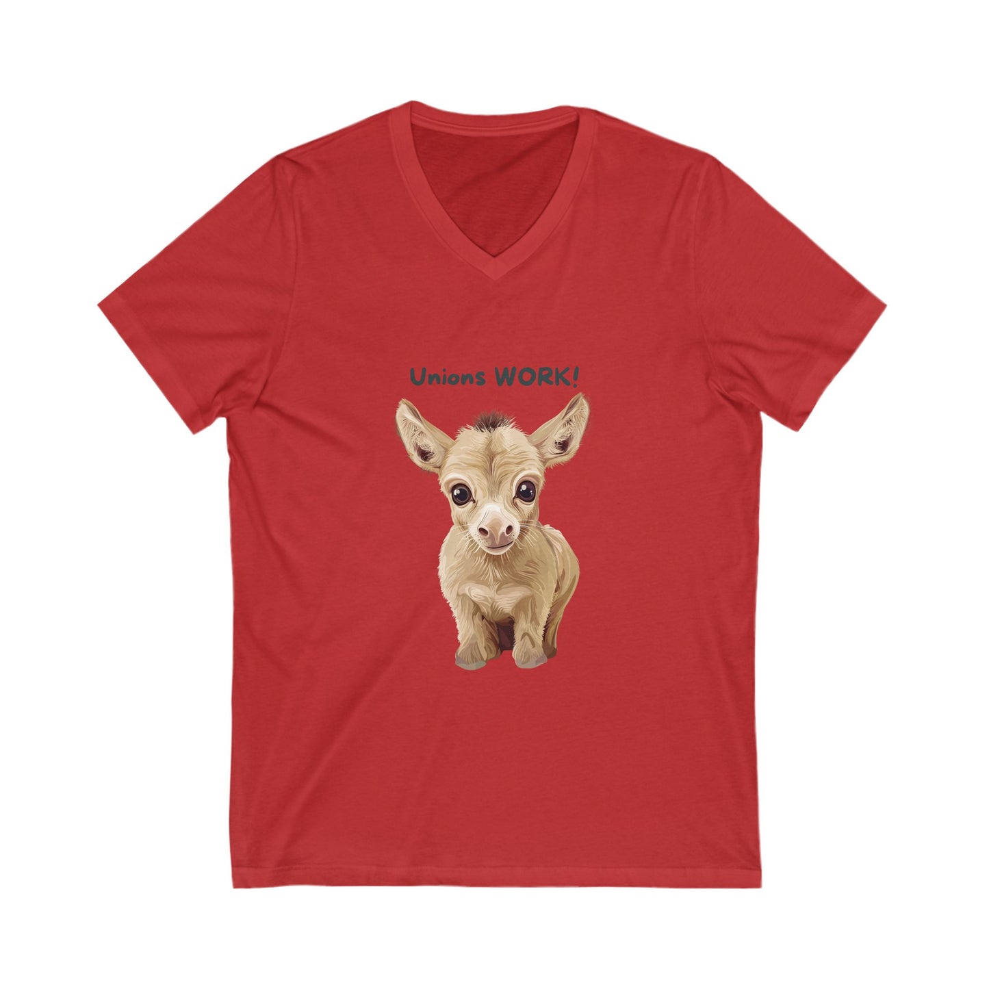 Cute Baby Goat Union V-Neck T-Shirt | Activism Worker Rights Unisex Tee