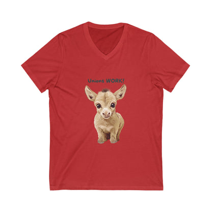 Cute Baby Goat Union V-Neck T-Shirt | Activism Worker Rights Unisex Tee