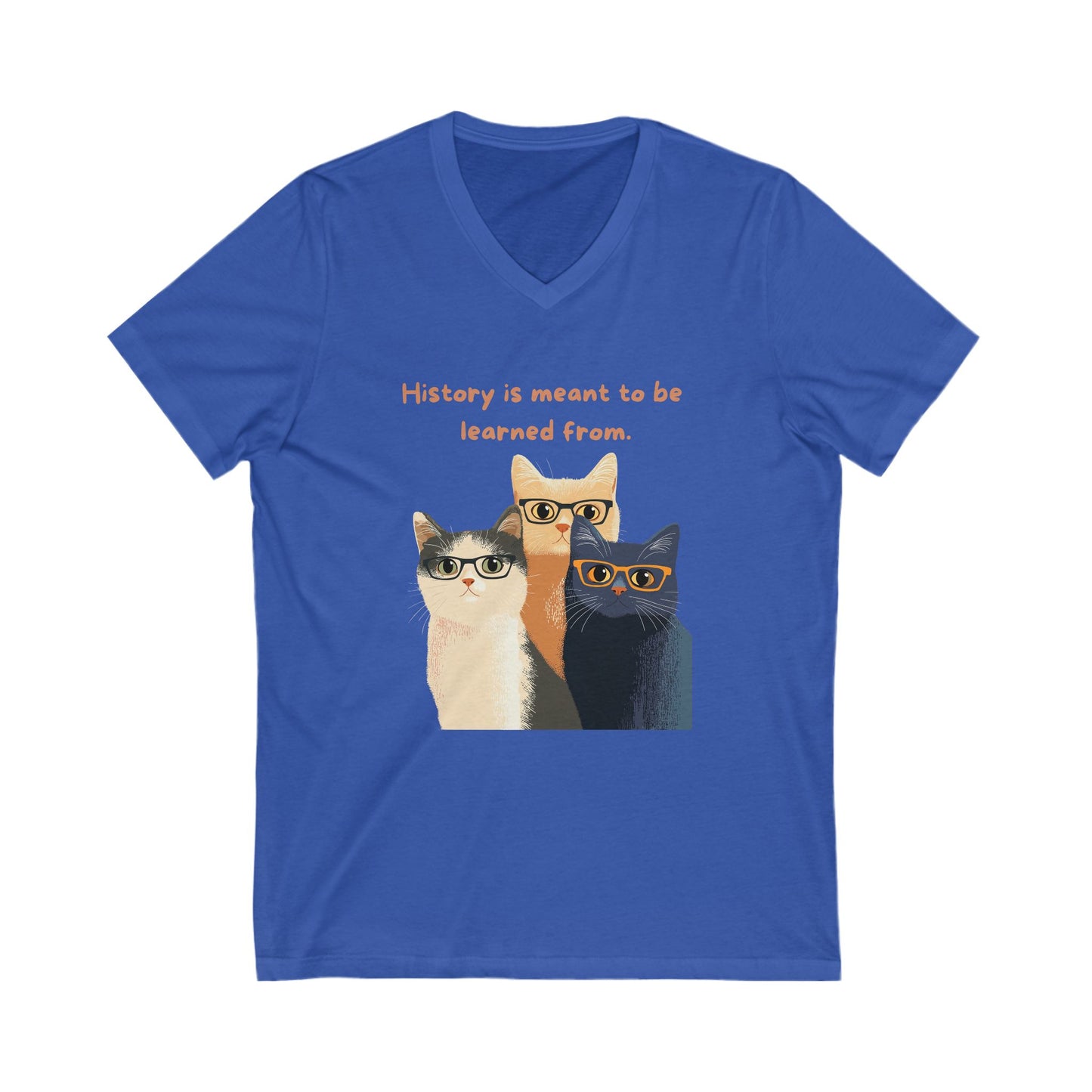 Wise Cats V-Neck T-Shirt | History Teacher Gift | Intellectual Cat Lover Unisex Tee