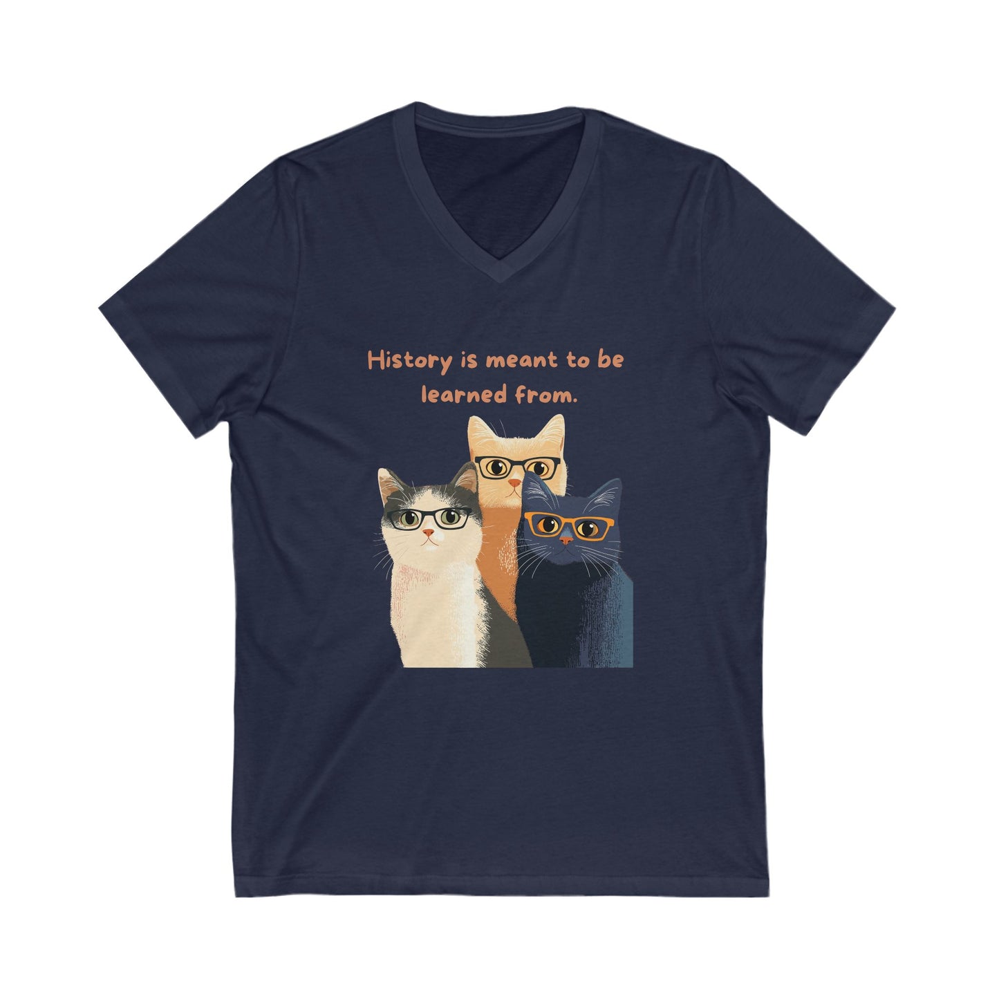 Wise Cats V-Neck T-Shirt | History Teacher Gift | Intellectual Cat Lover Unisex Tee
