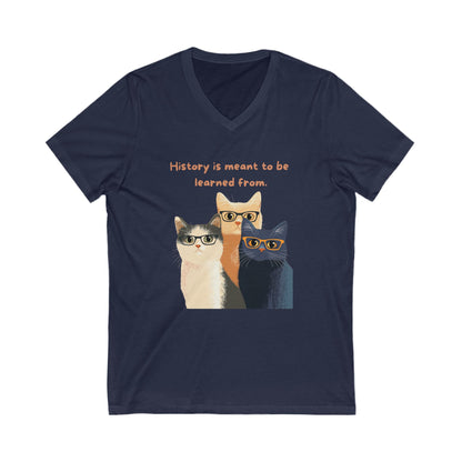 Wise Cats V-Neck T-Shirt | History Teacher Gift | Intellectual Cat Lover Unisex Tee