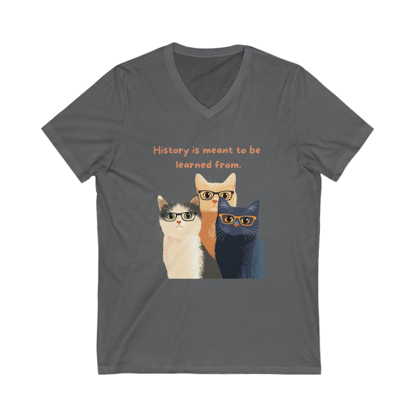 Wise Cats V-Neck T-Shirt | History Teacher Gift | Intellectual Cat Lover Unisex Tee