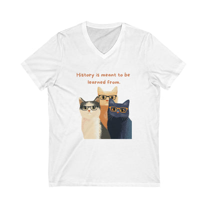 Wise Cats V-Neck T-Shirt | History Teacher Gift | Intellectual Cat Lover Unisex Tee