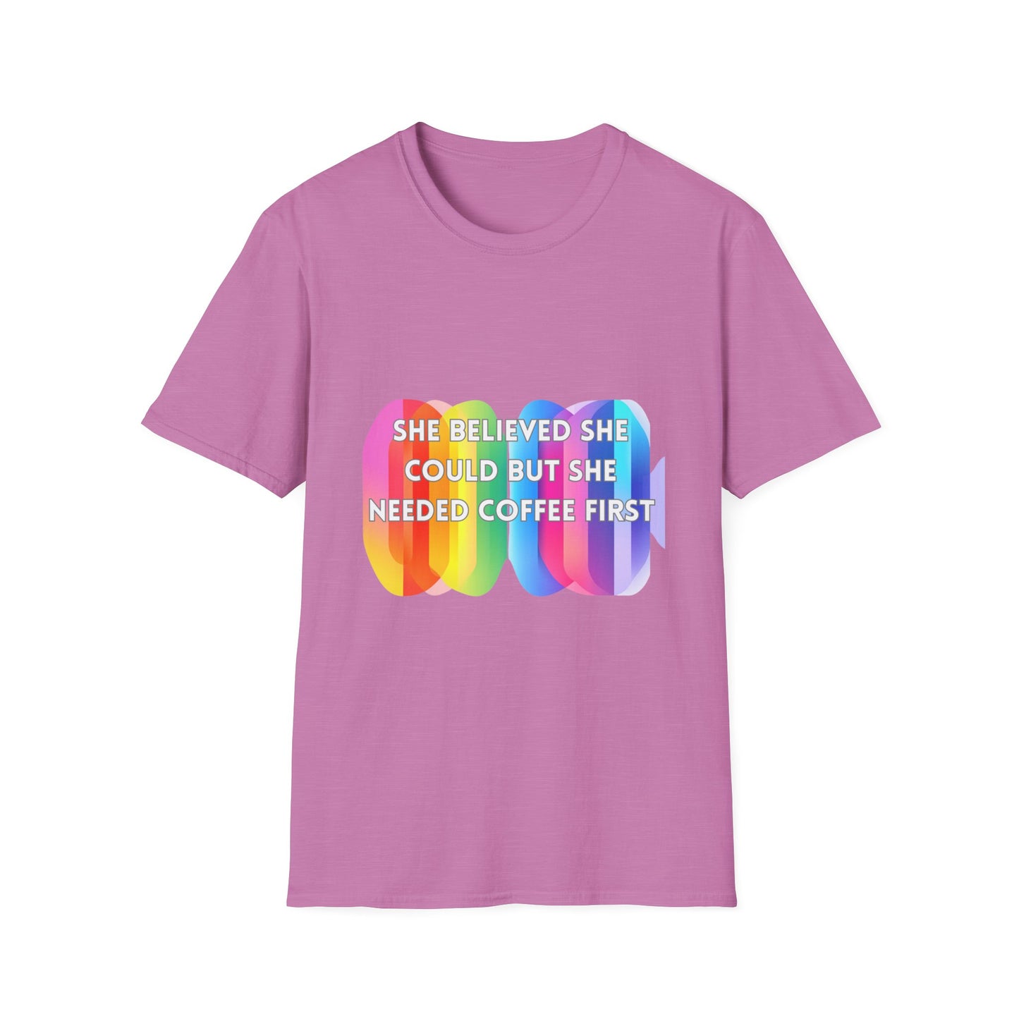Pride Rainbow Coffee First Motivation T-Shirt | Self-Care Empowerment Tee