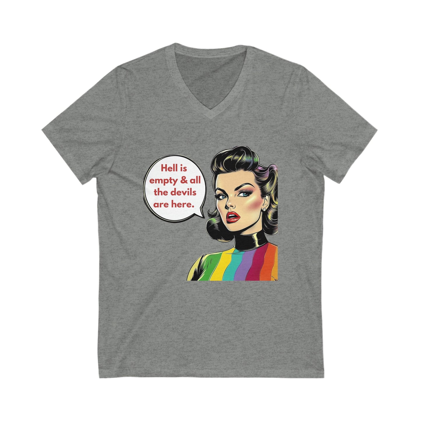 Retro Pride Devil Speech V-Neck Tee | LGBTQ+ Activist Quote T-Shirt