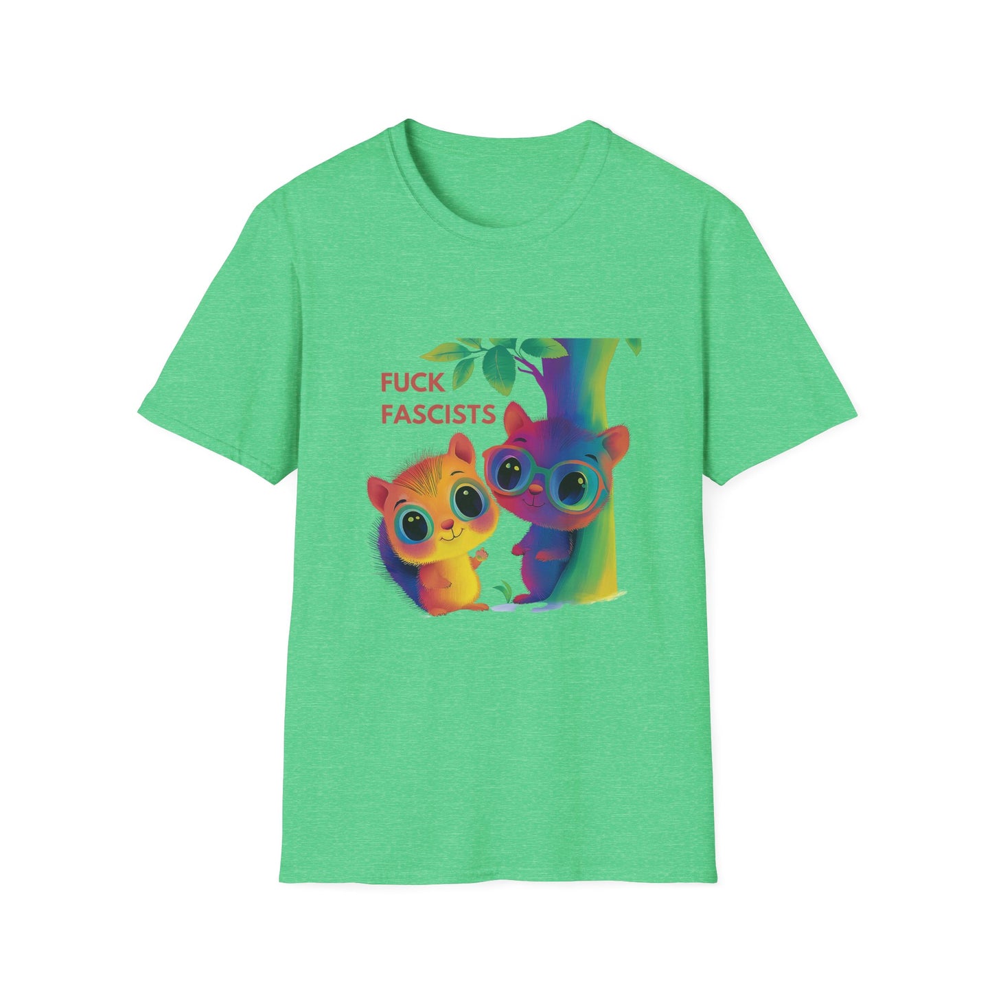 Rainbow Squirrels Anti-Fascist T-Shirt | Kawaii Activist Unisex Tee