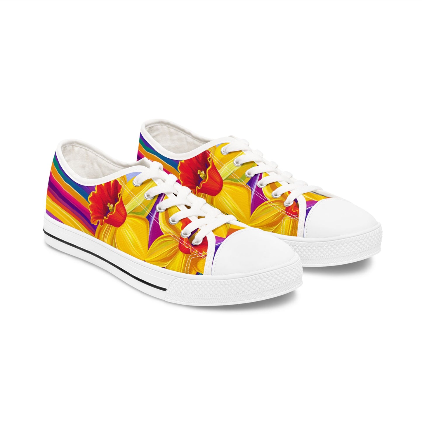 Rainbow Daffodil Pride Low Top Sneakers | LGBTQ+ Canvas Shoes