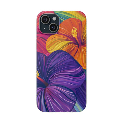Tropical Hibiscus Rainbow Phone Case | Pride Floral Flexi Case