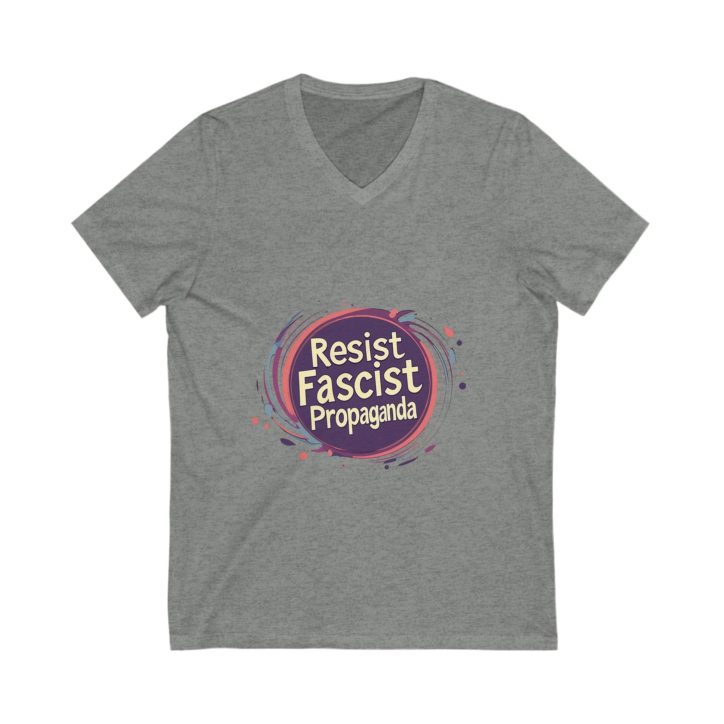 Anti-Fascist V-Neck T-Shirt | Resist Propaganda Art | Activist Unisex Tee