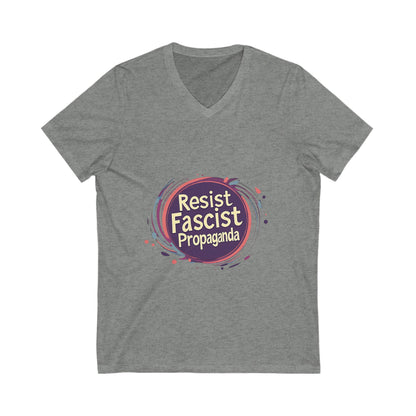 Anti-Fascist V-Neck T-Shirt | Resist Propaganda Art | Activist Unisex Tee