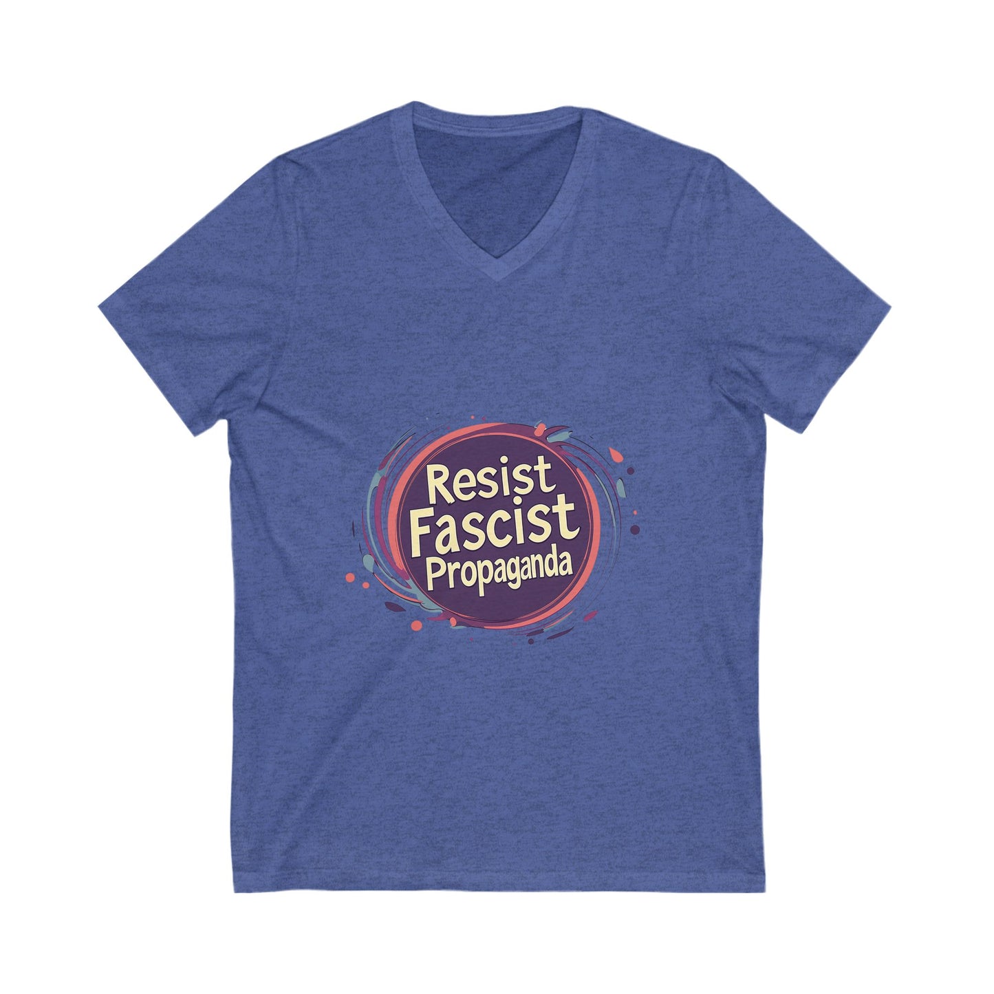 Anti-Fascist V-Neck T-Shirt | Resist Propaganda Art | Activist Unisex Tee