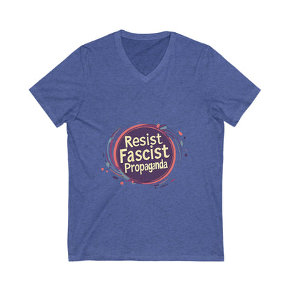 Anti-Fascist V-Neck T-Shirt | Resist Propaganda Art | Activist Unisex Tee