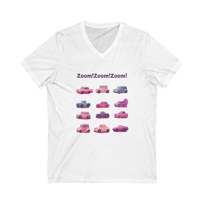 Retro Cars V-Neck T-Shirt | Cute Vintage Vehicle Grid | Kawaii Auto Unisex Tee