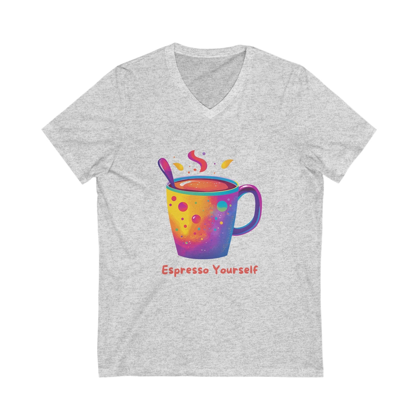 Espresso Yourself Rainbow Coffee V-Neck | Kawaii Coffee Lover Gift | Colorful Barista Tee