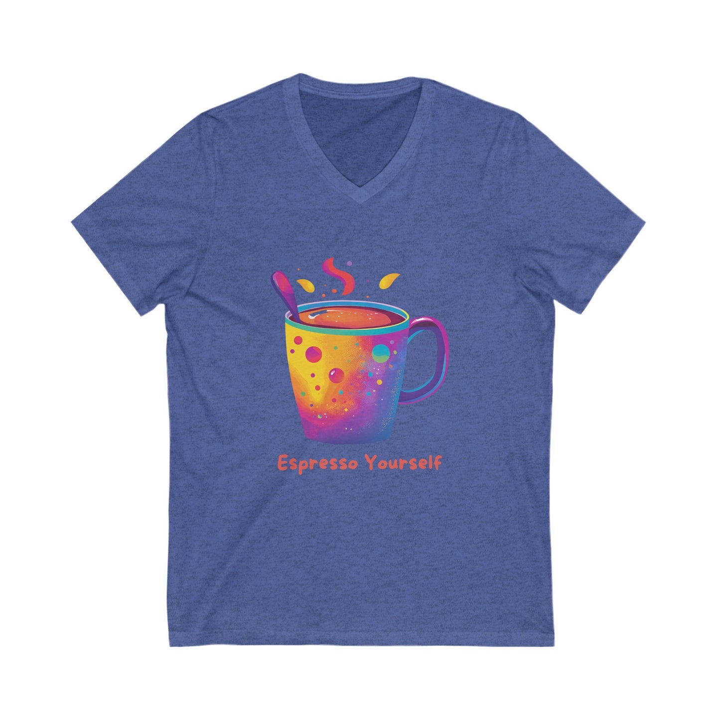 Espresso Yourself Rainbow Coffee V-Neck | Kawaii Coffee Lover Gift | Colorful Barista Tee