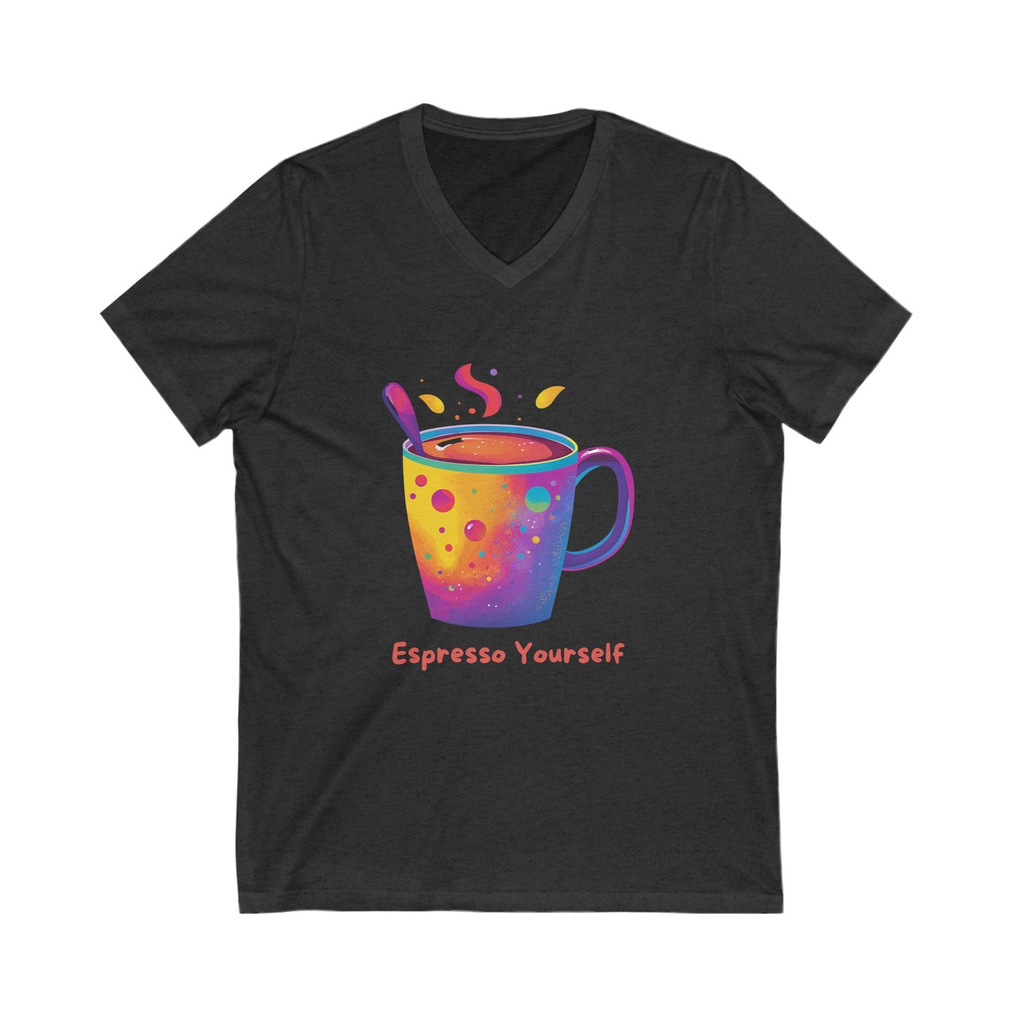 Espresso Yourself Rainbow Coffee V-Neck | Kawaii Coffee Lover Gift | Colorful Barista Tee