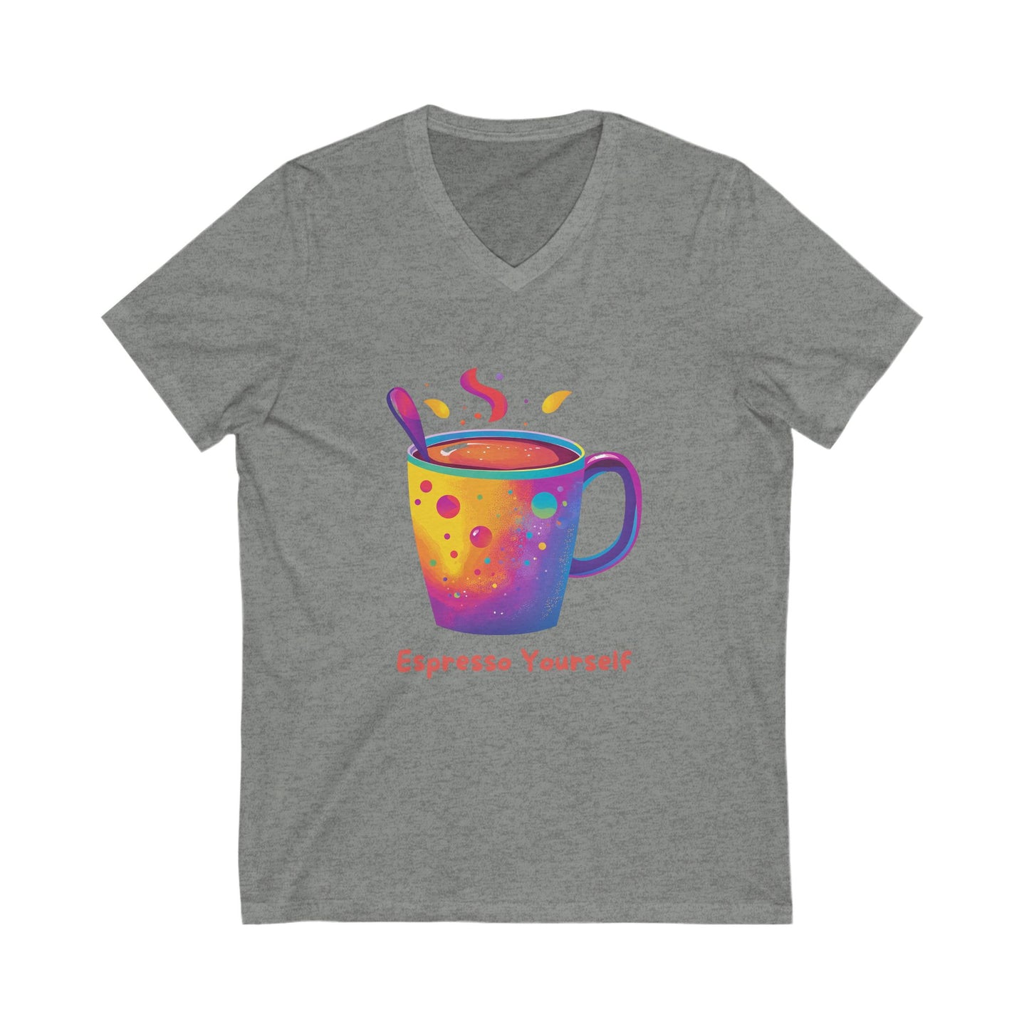Espresso Yourself Rainbow Coffee V-Neck | Kawaii Coffee Lover Gift | Colorful Barista Tee