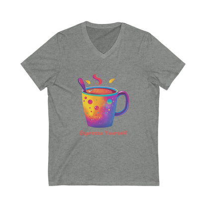 Espresso Yourself Rainbow Coffee V-Neck | Kawaii Coffee Lover Gift | Colorful Barista Tee