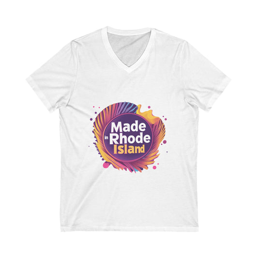 Made in Rhode Island V-Neck T-Shirt | Retro State Pride | Unisex Modern Local Design