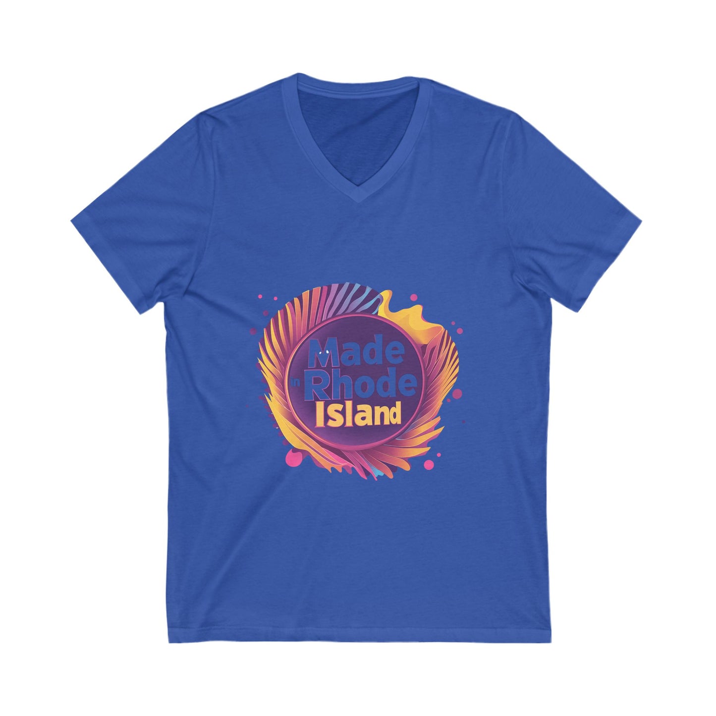 Made in Rhode Island V-Neck T-Shirt | Retro State Pride | Unisex Modern Local Design