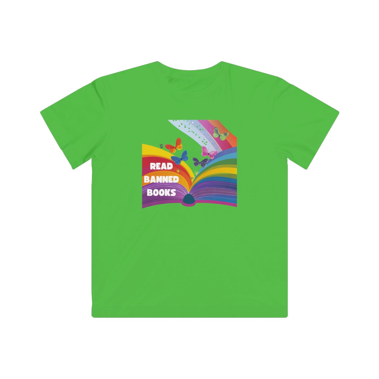 Rainbow Book Butterfly Pride T-Shirt | Banned Books Reading Activist Kids Tee