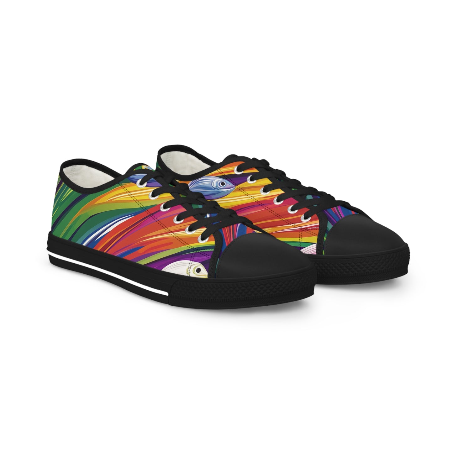 Rainbow Fish Low Top Canvas Sneakers | LGBTQ+ Colorful Shoes